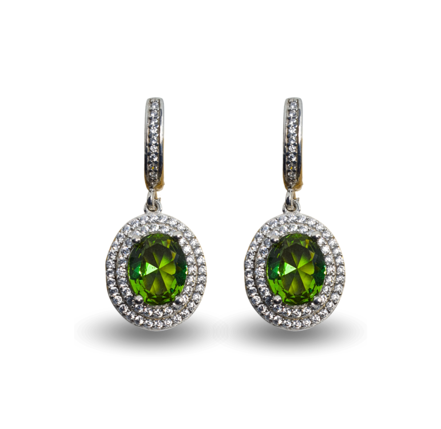 Earrings with round Zultanite stones and a double zircon halo.