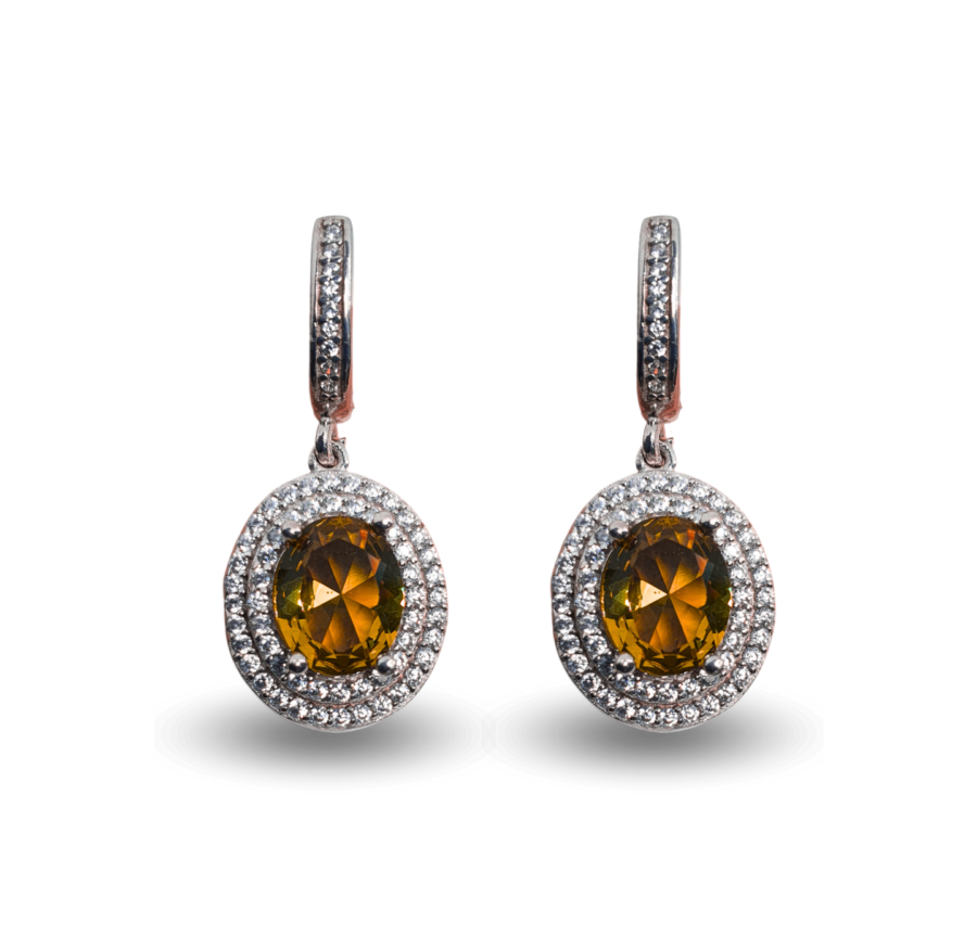 Earrings with round Zultanite stones and a double zircon halo.