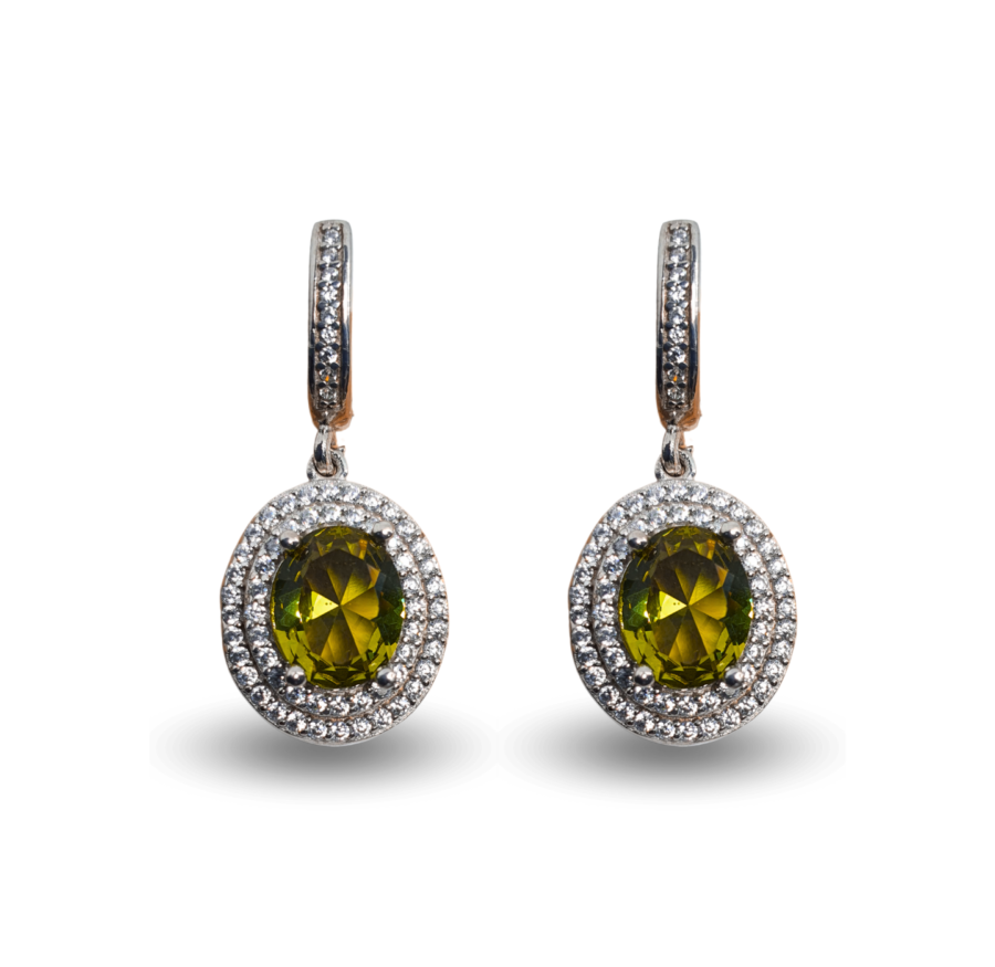 Earrings with round Zultanite stones and a double zircon halo.